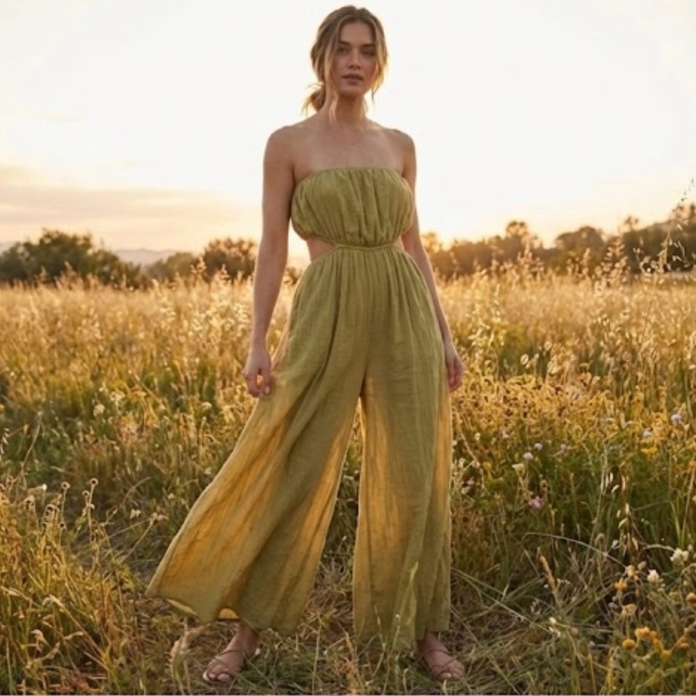 Free People One Shoulder jumpsuit 👗in Olive